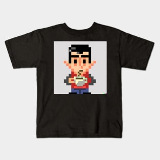 Coffee Man Pixel Art Kids T-Shirt